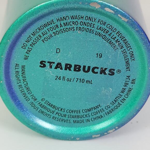 Starbucks Ombre‎ Tumbler 24oz/710ml Green Blue Summer 2020 Stainless Steel - Picture 4 of 10